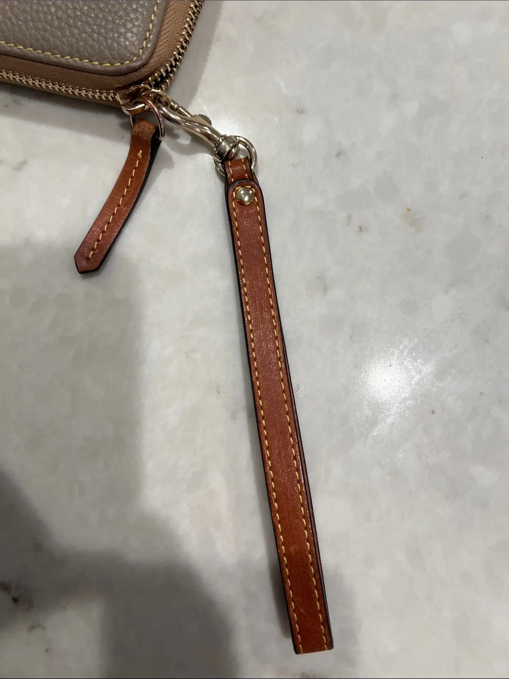 Dooney & Bourke Large Pebble Grain Wristlet Taupe